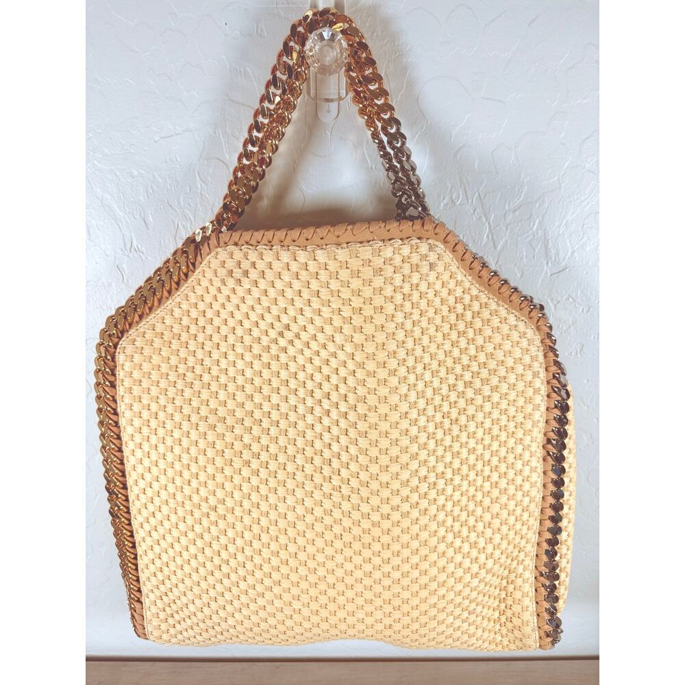 Stella McCartney 3 Triple chain Tote Eco Woven Raffia XL Bag Purse - Picture 4 of 11